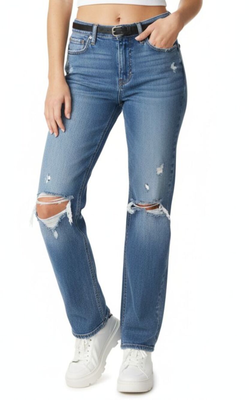 Hollister 90s Vintage Straight Jeans Size 7R Low Rise Distressed Ripped Denim